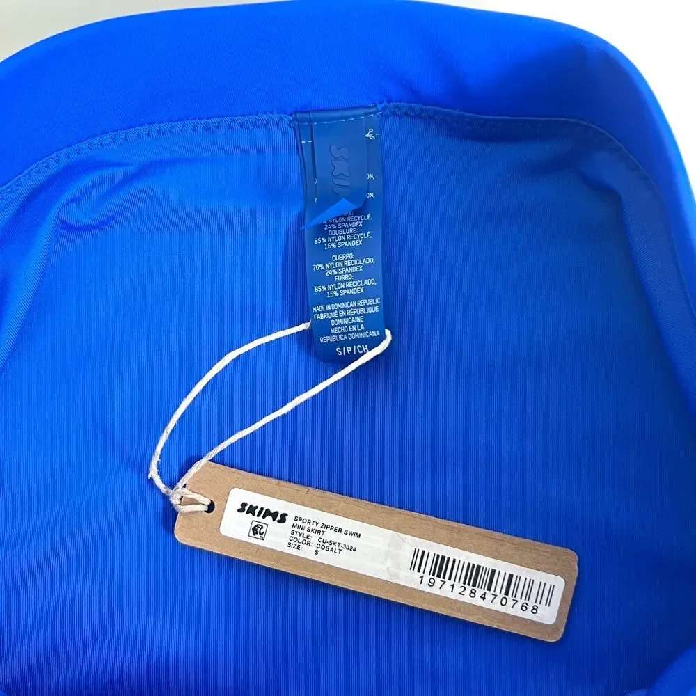 NWT Skims Zip Up Swim Mini Skirt Cobalt Blue Bikini Bottom